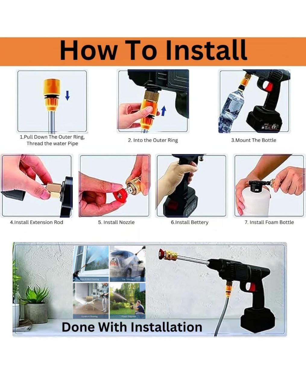 Portable High-Pressure Car Washer – Powerful & Multi-Purpose Cleaning!