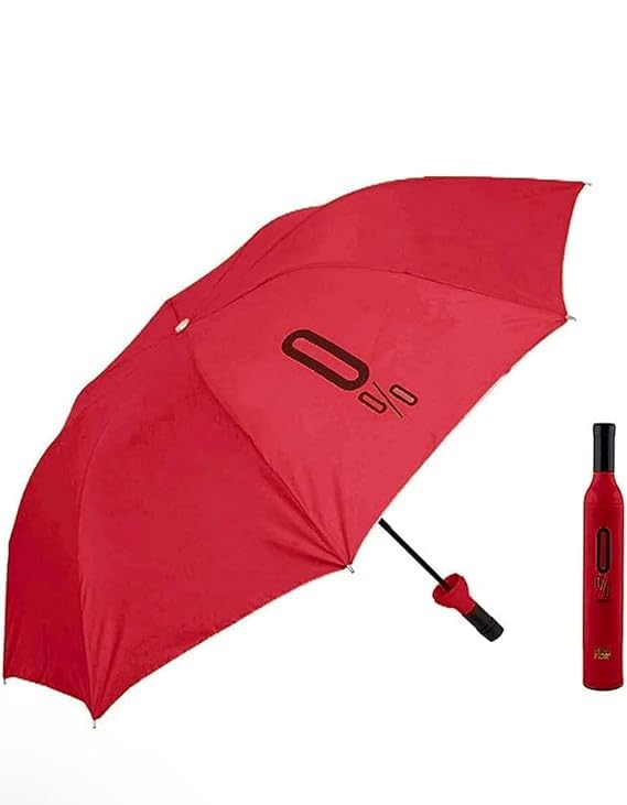 Wine Bottle Style Folding Travel Umbrella – Automatic, Durable, UV & Rain Protection with Premium Grip – Fun Gift for Men & Women (Random Color)