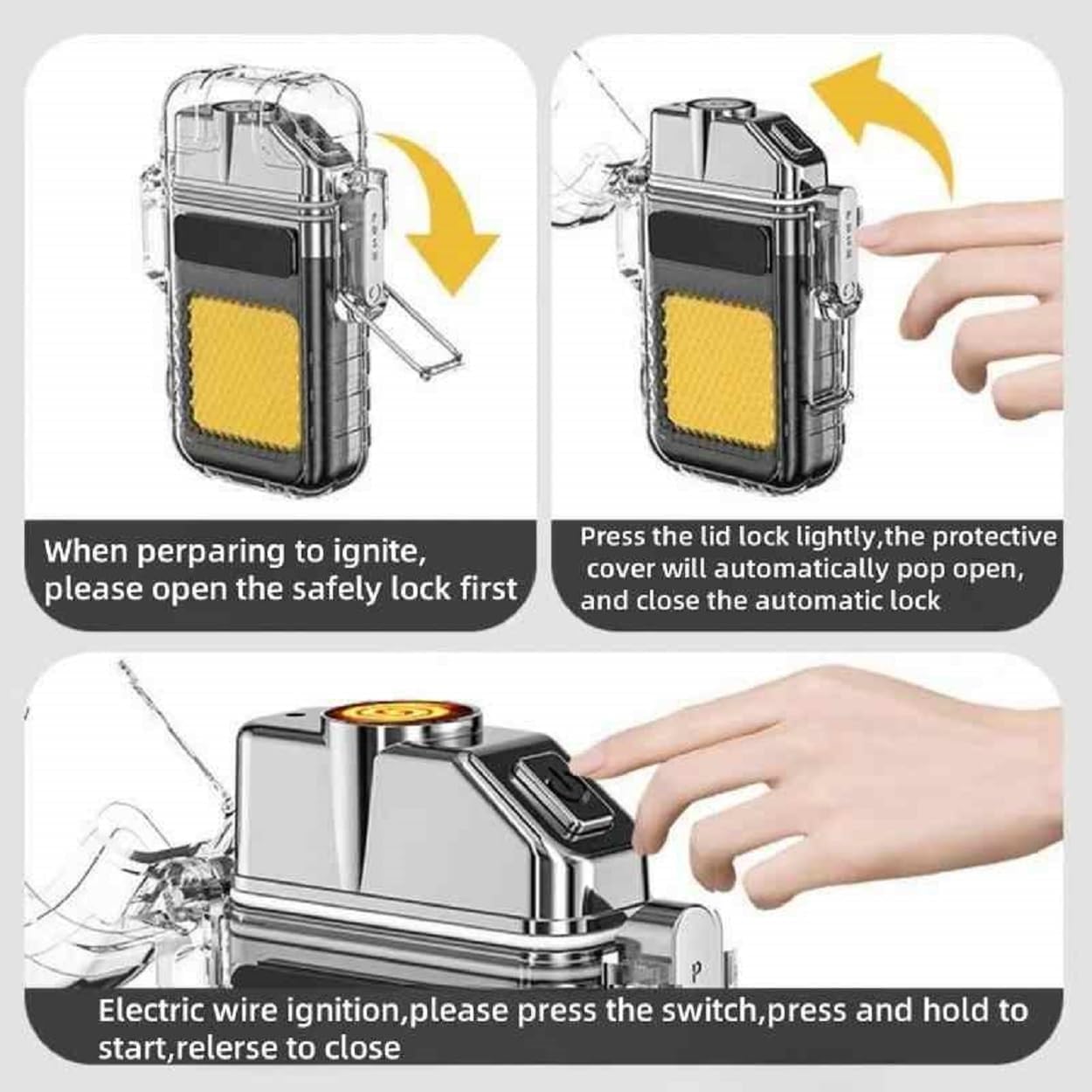 Waterproof Portable Mini LED Flashlight Lighter | USB Rechargeable Keychain Light | Outdoor Camping Emergency | Double Arc Plasma Cigarette Lighter | | Windproof & Flameless