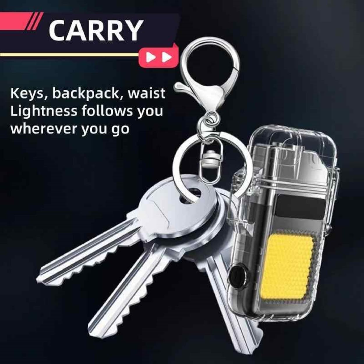 Waterproof Portable Mini LED Flashlight Lighter | USB Rechargeable Keychain Light | Outdoor Camping Emergency | Double Arc Plasma Cigarette Lighter | | Windproof & Flameless