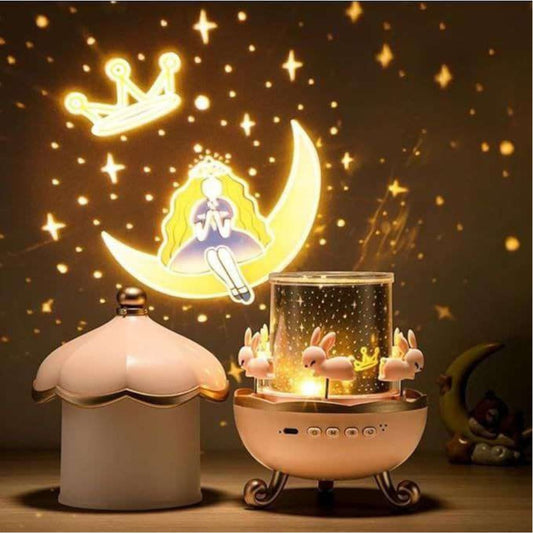 Rotating Rabits kids room Projector with remote and bluetooth speaker
