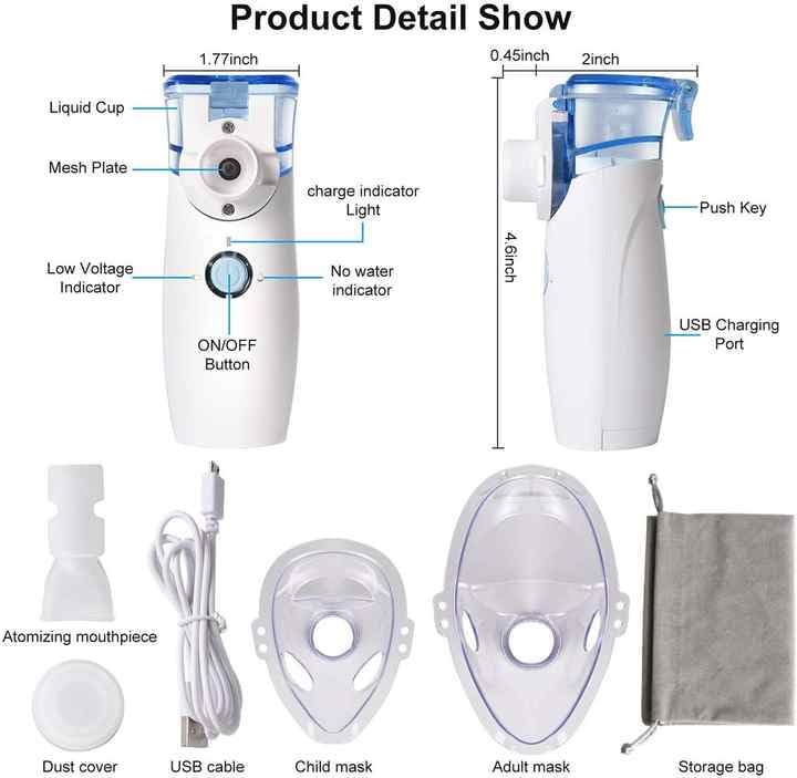 Portable Mesh Nebulizer – Handheld, Ultra-Quiet, Travel-Friendly | One-Touch Operation | High Nebulization Rate