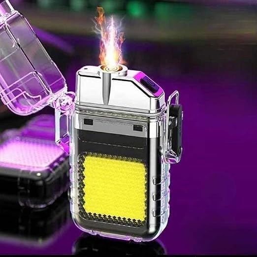 Waterproof Portable Mini LED Flashlight Lighter | USB Rechargeable Keychain Light | Outdoor Camping Emergency | Double Arc Plasma Cigarette Lighter | | Windproof & Flameless
